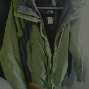 North face jacket green and grey    Small
